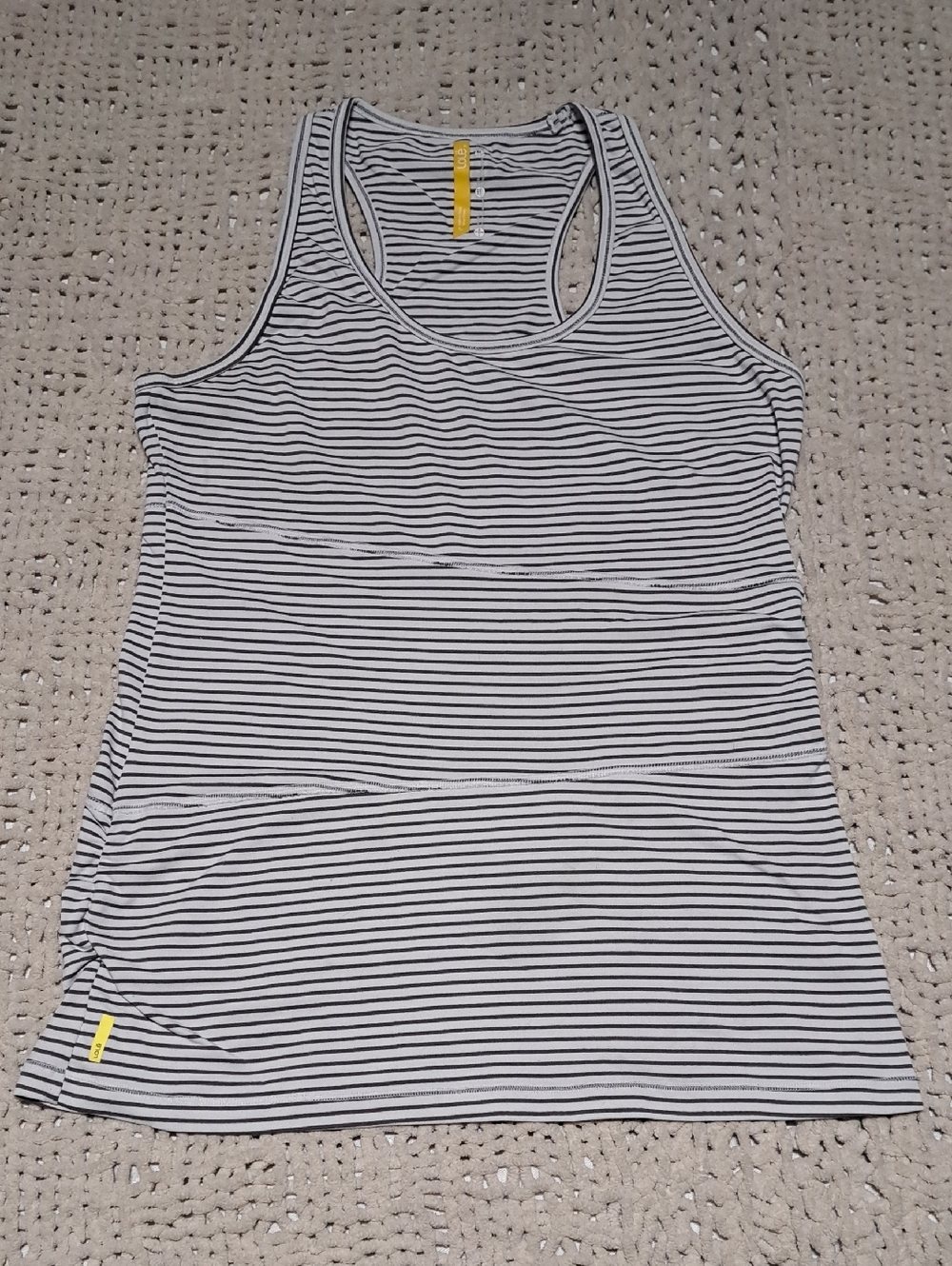 376 - Lole Black and White Striped Tank with Racerback